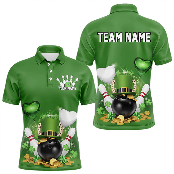 Maxcorners Custom Green St Patrick'S Day Bowling Polo Shirts For Men, Women Saint Patrick Team Bowling Outfits