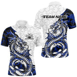 Maxcorners Custom Purple Camo Dragon Bowling Tattoo Men Polo Shirts, Dragon Bowling League Team Shirt LM113