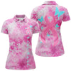 Maxcorners Pink Tie Dye Camo Pink Ribbon And Butterfly Custom Breast Cancer Awareness Polo Shirts