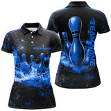 Maxcorners Black And Blue Ball Pins In Flame Bowling Jersey Customized Name, Team Name 3D Shirt