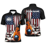 Maxcorners Flaming Ball Patriotic Bowling Jersey Customized Name, Team Name 3D Shirt