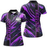 Maxcorners Custom Purple Camo Strike Bowling Polo Shirts For Men, Striking Bowling Team Uniform