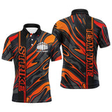Maxcorners Custom Orange Camo Strike Bowling Polo Shirts For Men, Striking Bowling Team Uniform