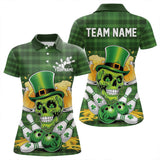 Maxcorners Custom Funny Saint Patricks Day Skull And Beer Bowling Polo Shirt For Men, Lucky Team Shirt