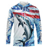 Maxcorners Custom Water American Flag King Mackerel Long Sleeve Fishing Shirts, Kingfish Team Fishing Jerseys LM0501