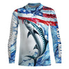 Maxcorners Custom Water American Flag King Mackerel Long Sleeve Fishing Shirts, Kingfish Team Fishing Jerseys LM0501