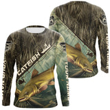 Maxcorners Grass Camo Custom Catfish Fishing Long Sleeve Tournament UV Protection Fishing Shirts LM0607