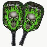 Maxcorners Custom Green Flame Skull Pickleball Paddle For Men And Women, Halloween Pickleball Paddles Pickleball Gifts