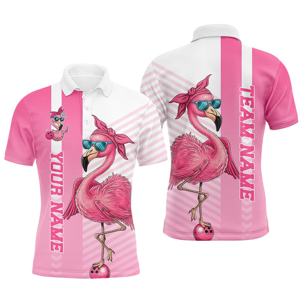 Maxcorners Cute Funny Pink Flamingo Bowling Jersey Customized Name 3D Shirt