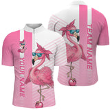 Maxcorners Cute Funny Pink Flamingo Bowling Jersey Customized Name 3D Shirt