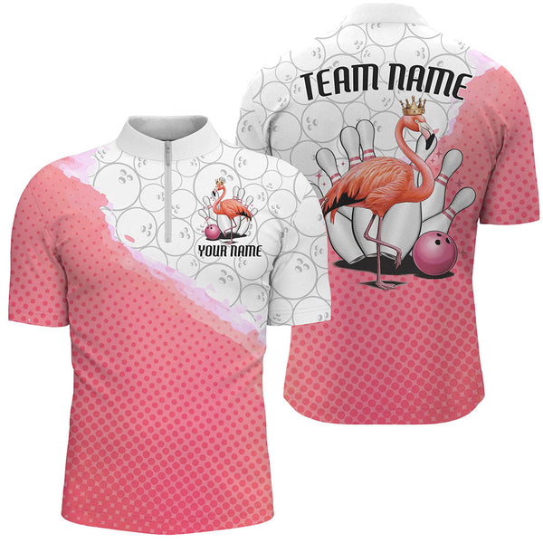 Maxcorners Pink Flamingo Bowling Jersey Customized Name 3D Shirt