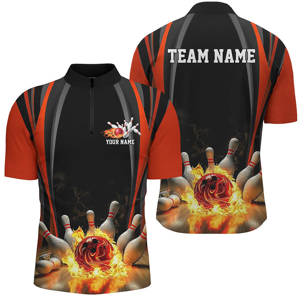 Maxcorners Black And Red Jersey  Bowling Jersey Customized Name, Team Name 3D Polo Shirt