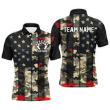 Maxcorners Custom Bowling Jerseys Men Women Bowling Shirt Red Camo Bowling Team Shirt Polo