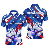 Maxcorners American Flag Strike Bowling Customized Name And Team Name 3D Shirt