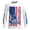 Maxcorners Personalized Skull Fisherman American Flag Long Sleeve Fishing Shirts, Patriotic Fishing Gifts LM0501
