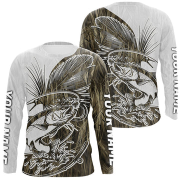 Maxcorners Custom Trout Fly Fishing Camo Long Sleeve Fishing Shirts, Fly Bait Trout Flyfishing Shirt 
 LM0201