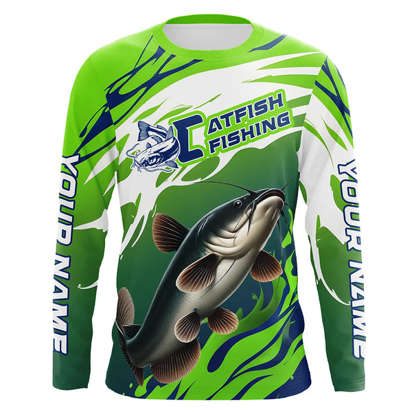 Maxcorners Catfish Fishing Custom Long Sleeve Fishing Shirts, Catfish Fishing Tournament Shirts Fishing Jerseys MT2108