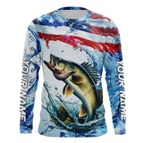 Maxcorners Personalized Patriotic Walleye Long Sleeve Fishing Shirts, American Flag Fishing Shirts MT2108