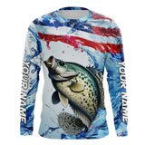 Maxcorners Personalized Patriotic Crappie Long Sleeve Fishing Shirts, American Flag Fishing Shirts MT2108