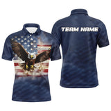 MaxCorners Bowling And Pins Eagle American Flag  Customized Name 3D Polo Shirt Unisex