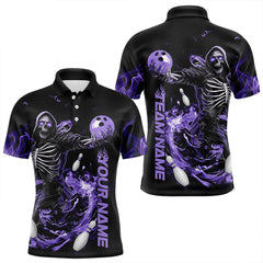 Maxcorners Skull Player Bowling Shirts For Men Bowling League Shirt Bowling Team Jersey