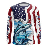 Maxcorners Custom American Flag King Mackerel Long Sleeve Fishing Shirts, Patriotic Kingfish Fishing Jerseys LM2408