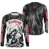 Maxcorners Walleye Fishing Gray Camo Custom 3D Full Printing Shirts, Walleye Long Sleeve Fishing Shirts LM2408