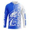 Maxcorners Custom Bass Fishing Long Sleeve Tournament Shirts, Bass Fishing Jerseys Fishing Gifts | Blue LM0201