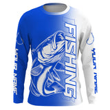 Maxcorners Custom Bass Fishing Long Sleeve Tournament Shirts, Bass Fishing Jerseys Fishing Gifts | Blue LM2408