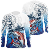 Maxcorners Custom Redfish Puppy Drum Fishing Saltwater Long Sleeve Performance Shirt LM0607