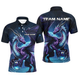 Maxcorners Custom Purple Dragon Bowling Polo Shirts For Men, Dragon Bowling Team Jerseys