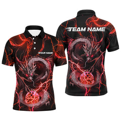 Maxcorners Dragon Thunder Lightning Mutilcolor Bowling Jersey Customized Name, Team Name 3D Polo Shirt