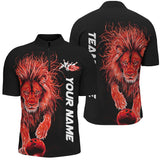 Maxcorners Red Lion Bowling Jersey Customized Name, Team Name 3D Polo Shirt