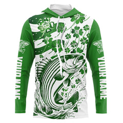 Maxcorners Custom St Patrick'S Day American Flag Striped Bass Fishing Shirts, Patriotic Striper Fishing Jerseys LM0501