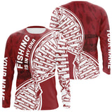 Maxcorners Red And White Fishing Is In My DNA Custom Long Sleeve Fishing Shirts, Fishing Tools DNA LM0607