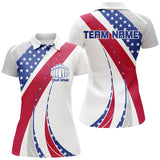 Maxcorners Custom Patriotic Bowling Shirts For Men, Red White And Blue Bowling Polo Shirts