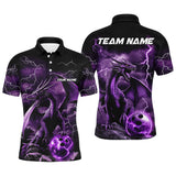 Maxcorners Black And Purple Thunder Lightning Custom Dragon Bowling Team Shirts For Men, Bowling Uniform