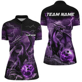 Maxcorners Black And Purple Thunder Lightning Custom Dragon Bowling Team Shirts For Men, Bowling Uniform