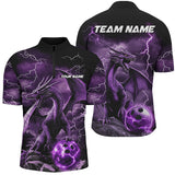 Maxcorners Black And Purple Thunder Lightning Custom Dragon Bowling Team Shirts For Men, Bowling Uniform