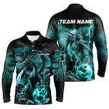 Maxcorners Black And Blue Thunder Lightning Custom Dragon Bowling Team Shirts For Men, Bowling Uniform