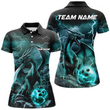 Maxcorners Black And Blue Thunder Lightning Custom Dragon Bowling Team Shirts For Men, Bowling Uniform