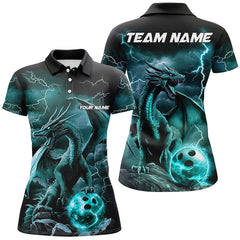 Maxcorners Black And Blue Thunder Lightning Custom Dragon Bowling Team Shirts For Men, Bowling Uniform