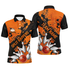 Maxcorners Orange Funny Bowling Gifts for Men Team with Name Polo & 1/4 Zip