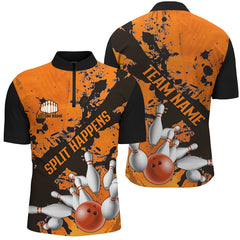 Maxcorners Orange Funny Bowling Gifts for Men Team with Name Polo & 1/4 Zip