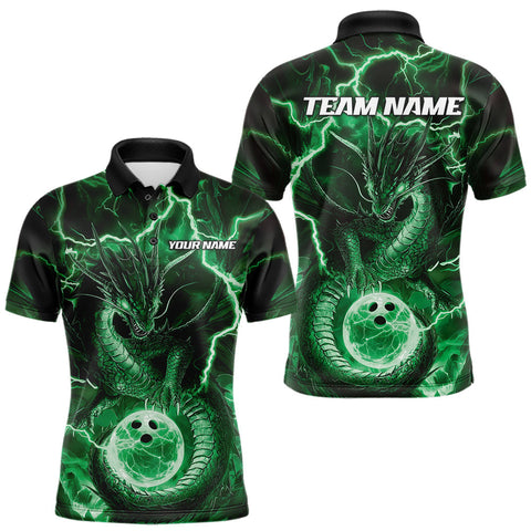 Maxcorners Custom Green Thunder Lightning Dragon Darts Polo Shirts For Men, Team Uniform LM2408