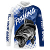 Maxcorners Personalized Bass Long Sleeve Tournament Fishing Shirts, Custom Bass Fishing Jerseys | Blue LM0201