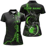 Maxcorners Black And Green Custom Dragon Bowling Polo Shirts For Men & Women, Dragon Bowling League Shirts