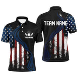 Maxcorners Grunge American Flag Unisex Bowling Customized Name And Team Name 3D Shirt