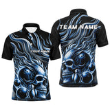 Max Corner Bowling and Pins Flame Skull Bowling Smoke Pattern Multicolored Bowling jerseys Custom Name And Team 3D Polo Shirt