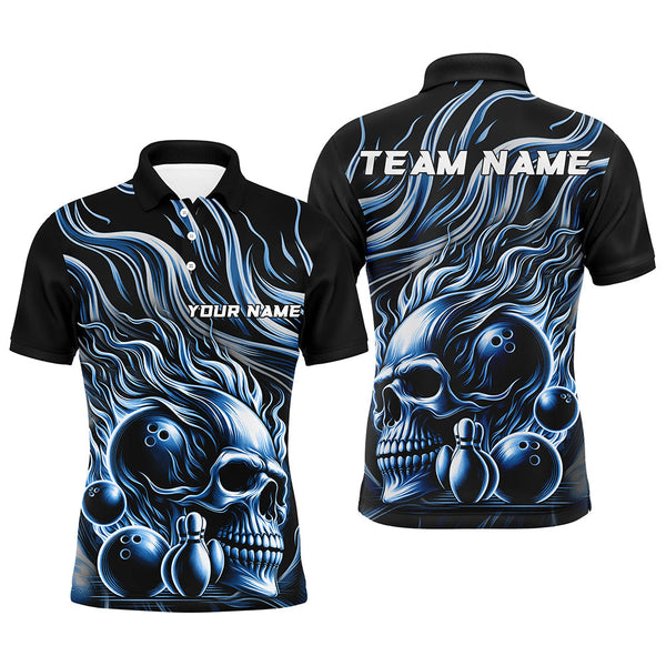 Max Corner Bowling and Pins Flame Skull Bowling Smoke Pattern Multicolored Bowling jerseys Custom Name And Team 3D Polo Shirt